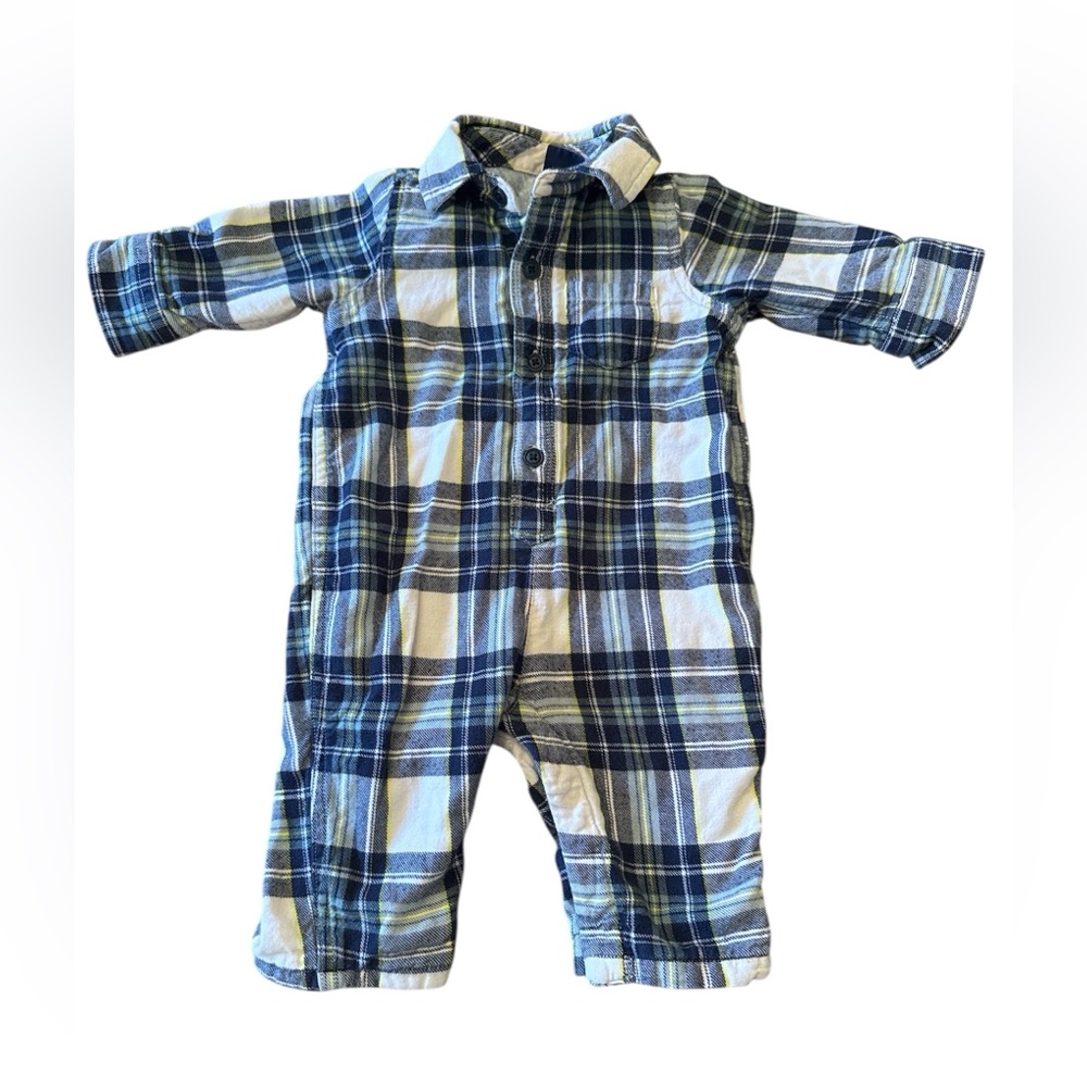 ❄️GAP Baby Plaid Romper in Blue and White